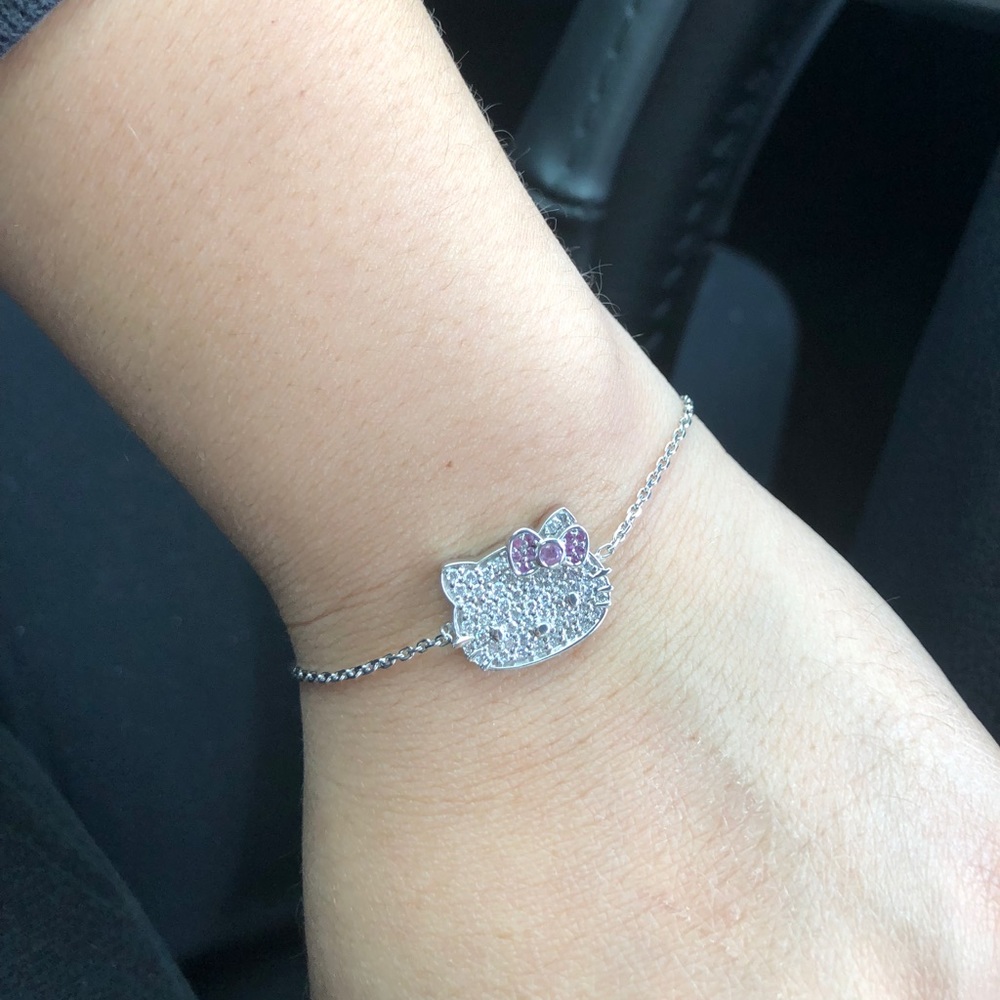 18k white gold diamond hello kitty bracelet